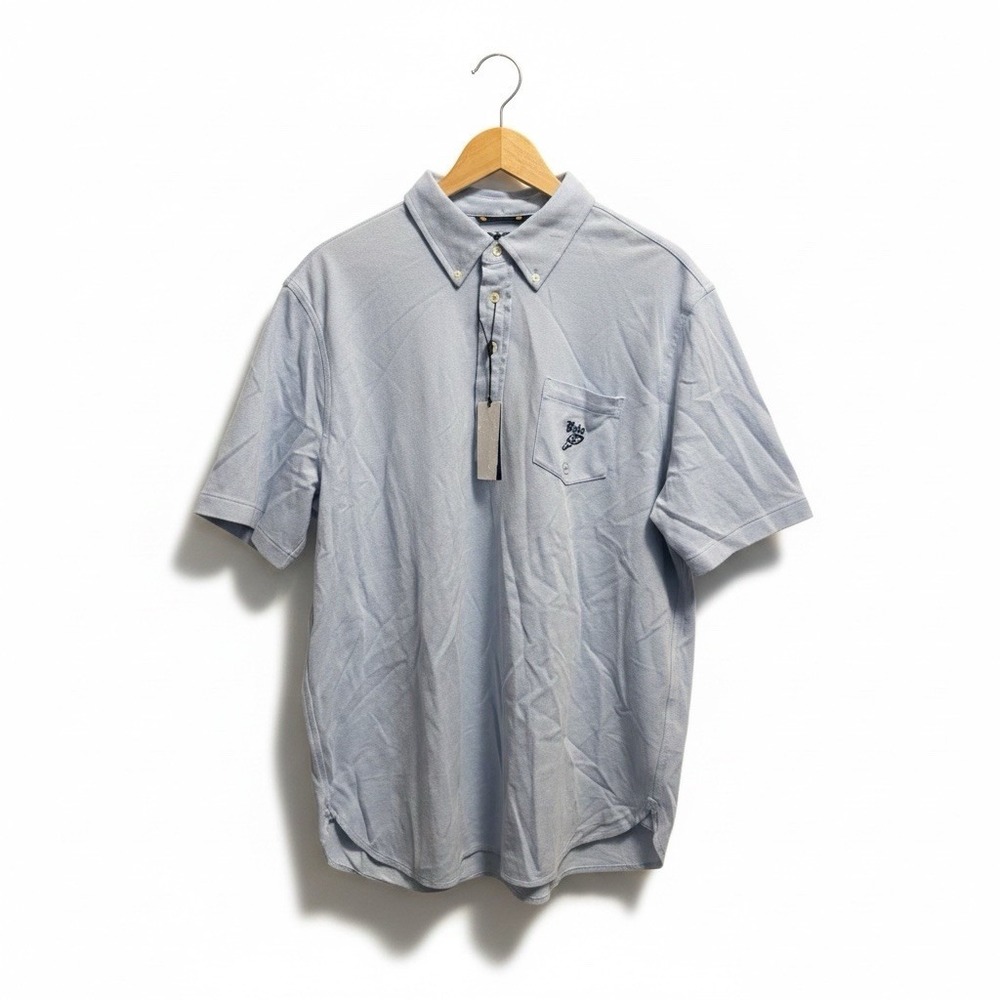 Polo Ralph Lauren XL Oxford Mesh Polo Shirt Blue Winged Foot Pocket NWT Read